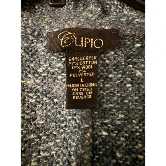 Cupio Blue Ruffle Open Front Cardigan Sweater Women's Size Large - Picture 7 of 7